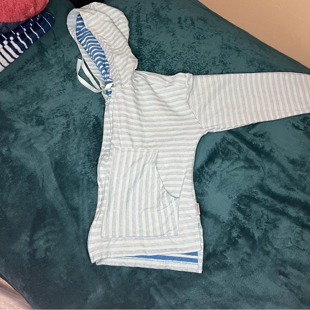 Columbia Sweatshirt Women's: Large Full Zip‎ Hoodie Striped Blue - Picture 2 of 4